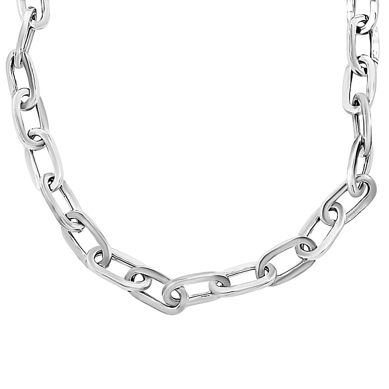 Italian Sterling Silver Paper Clip Bold Statement Necklace 18 Inches 27.20 Grams