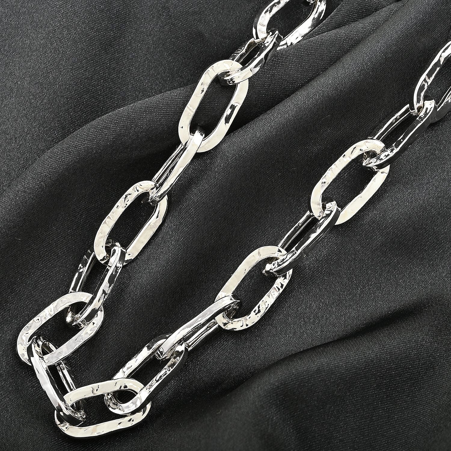 Italian Sterling Silver Paper Clip Bold Statement Necklace 18 Inches 27.20 Grams