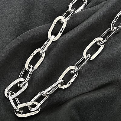 Italian Sterling Silver Paper Clip Bold Statement Necklace 18 Inches 27.20 Grams