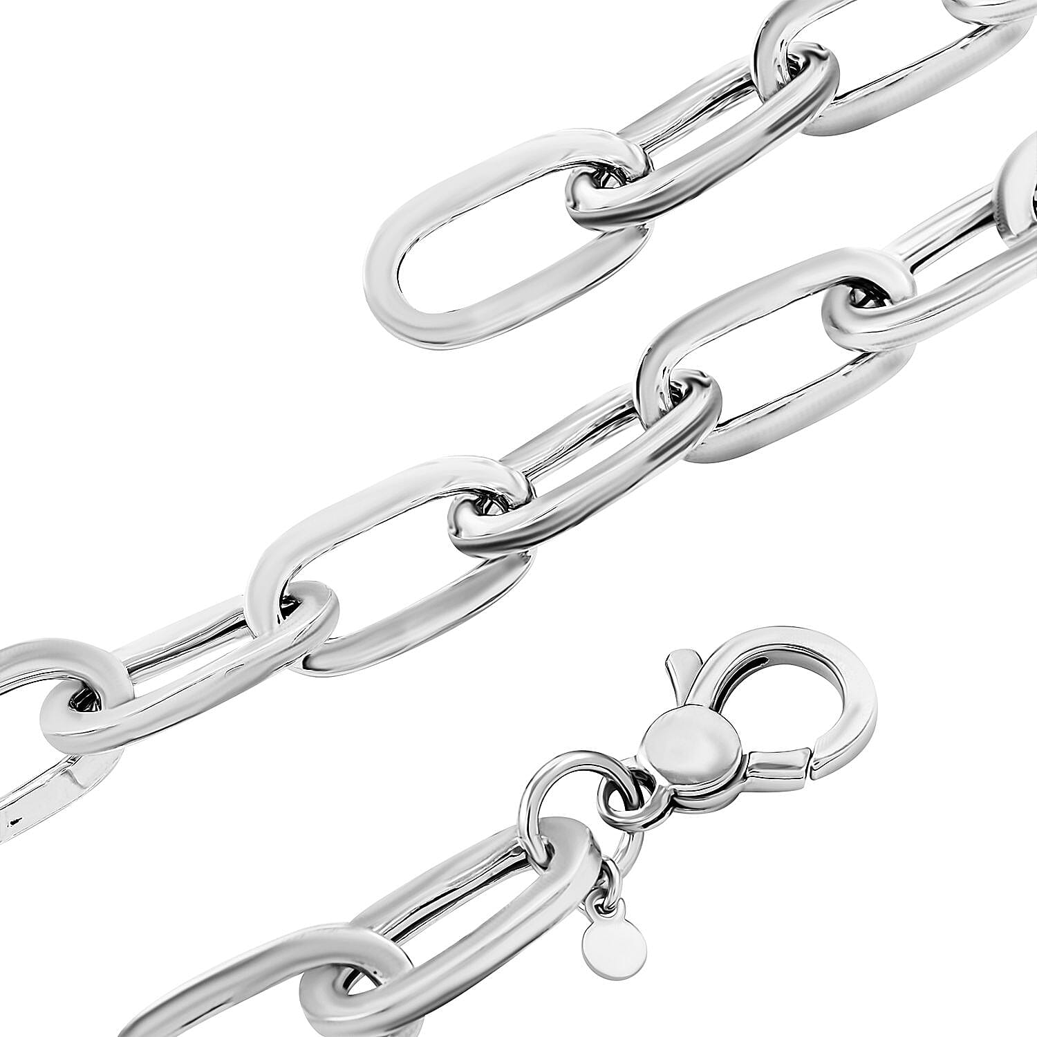 Italian Sterling Silver Paper Clip Bold Statement Necklace 18 Inches 27.20 Grams