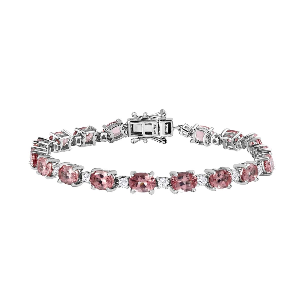 Blush Apatite and Moissanite Bracelet in Platinum Over Sterling Silver (6.50 In) 13.50 ctw image number 0