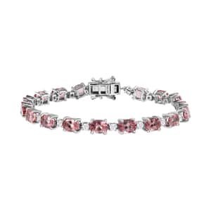 Blush Apatite and Moissanite Bracelet in Platinum Over Sterling Silver (6.50 In) 13.50 ctw