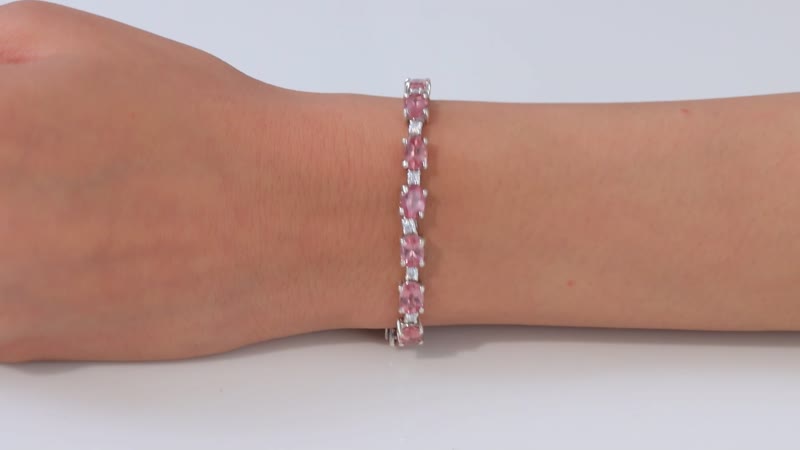 Premium Blush Apatite and Moissanite Bracelet in Platinum Over Sterling Silver (6.50 In) 13.50 ctw