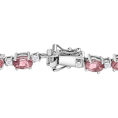 D'Joy Blush Apatite and Moissanite Bracelet in Platinum Over Sterling Silver (6.50 In) 13.50 ctw