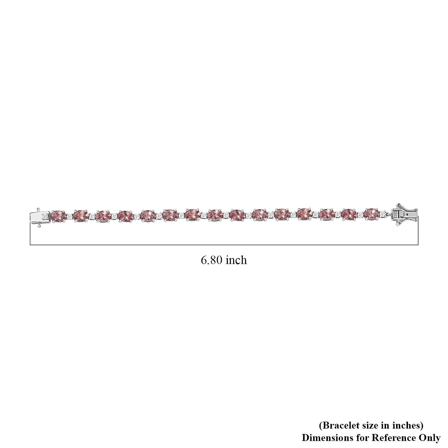 D'Joy Blush Apatite and Moissanite Bracelet in Platinum Over Sterling Silver (6.50 In) 13.50 ctw