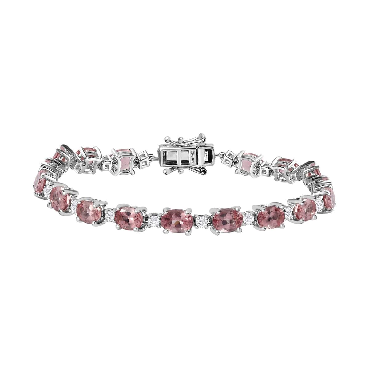 Blush Apatite and Moissanite Bracelet in Platinum Over Sterling Silver (7.25 In) 14.80 ctw image number 0