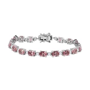 Blush Apatite and Moissanite Bracelet in Platinum Over Sterling Silver (7.25 In) 14.80 ctw