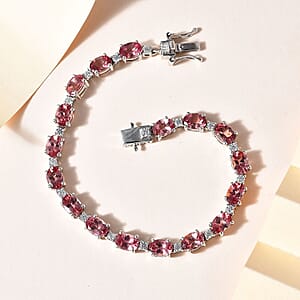 D'Joy Blush Apatite and Moissanite Bracelet in Platinum Over Sterling Silver (7.25 In) 14.80 ctw
