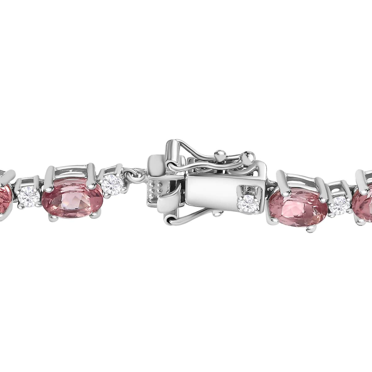 Blush Apatite and Moissanite Bracelet in Platinum Over Sterling Silver (7.25 In) 14.80 ctw image number 3