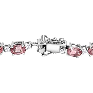 D'Joy Blush Apatite and Moissanite Bracelet in Platinum Over Sterling Silver (7.25 In) 14.80 ctw