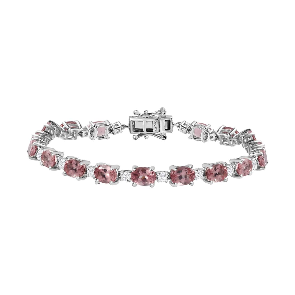 Blush Apatite and Moissanite Bracelet in Platinum Over Sterling Silver (8.00 In) 15.50 ctw image number 0