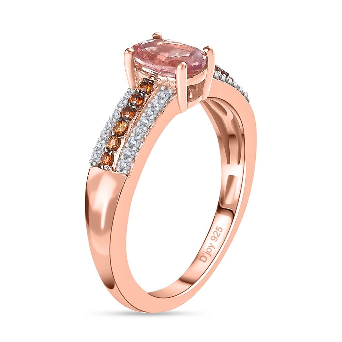 Blush Apatite, Brown and White Zircon Ring in Vermeil Rose Gold Over Sterling Silver (Size 7.0) 1.10 ctw image number 3