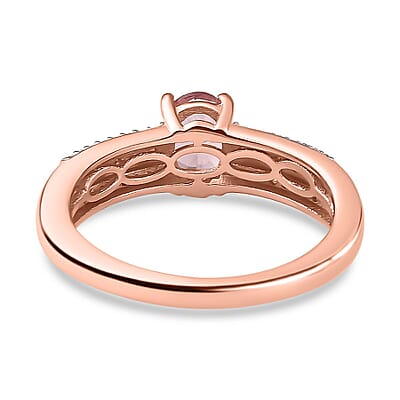 Blush Apatite, Brown and White Zircon Ring in Vermeil Rose Gold Over Sterling Silver (Size 7.0) 1.10 ctw