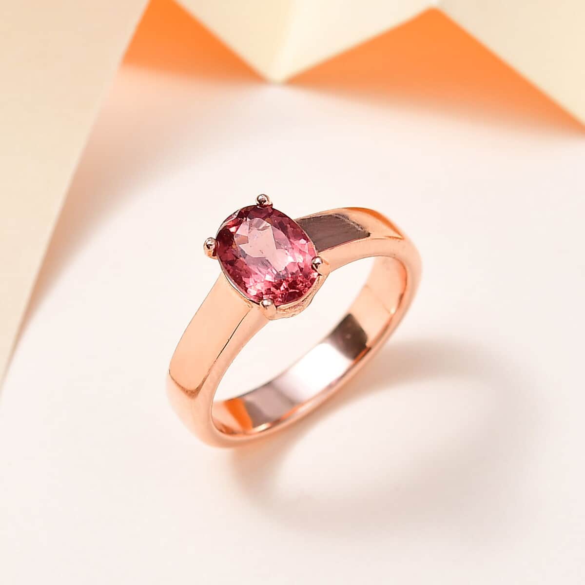 Blush Apatite Solitaire Ring in Vermeil Rose Gold Over Sterling Silver (Size 10.0) 1.25 ctw image number 1