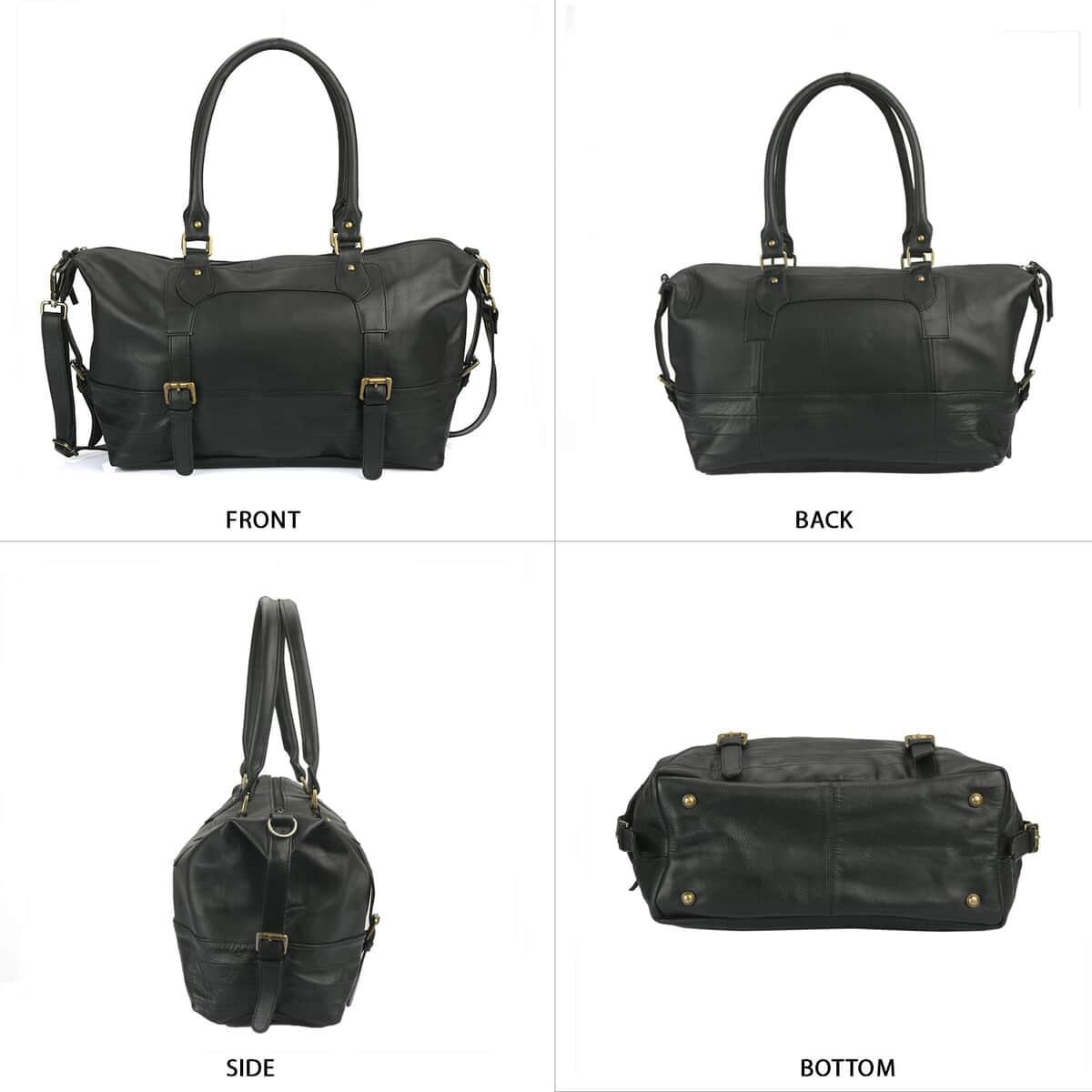 Black Genuine Leather Luggage Bag image number 3