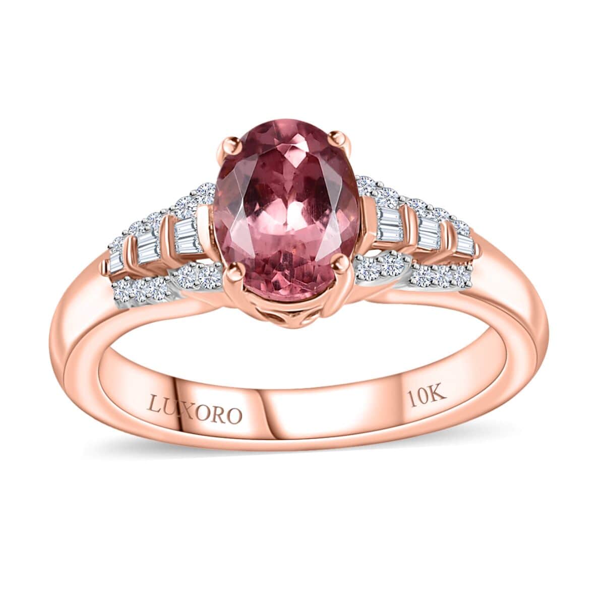 Luxoro 10K Rose Gold Premium Blush Apatite and G-H I2 Diamond Ring (Size 10.0) 1.35 ctw image number 0