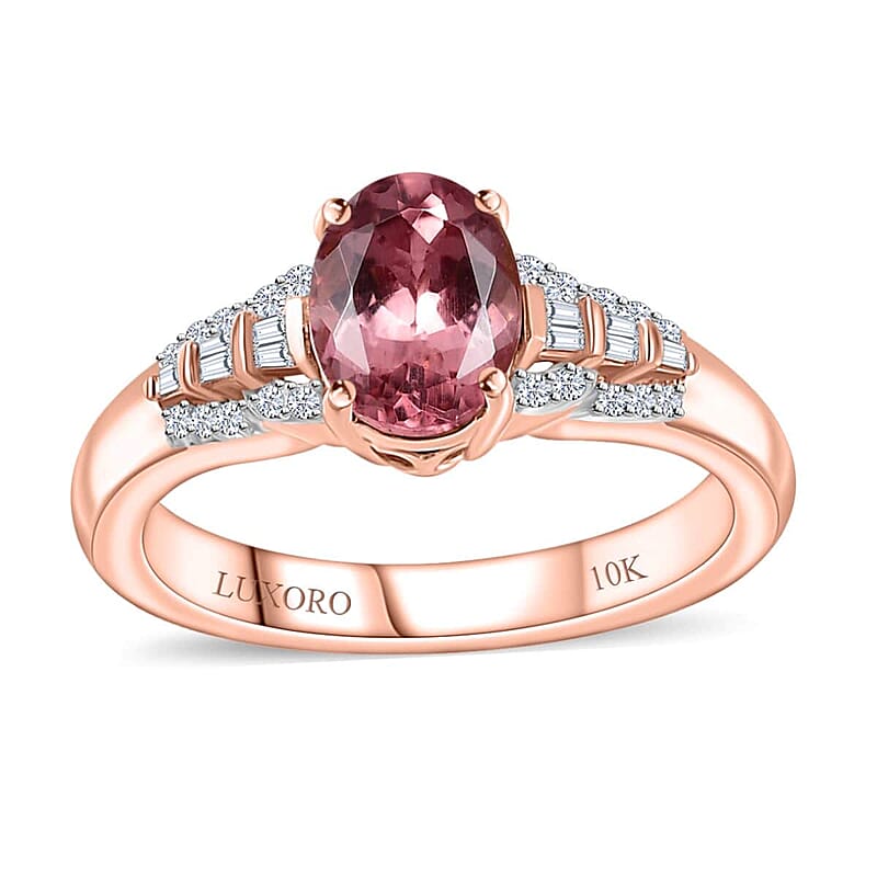Luxoro 10K Rose Gold Premium Blush Apatite, Diamond (G-H, I2) Ring (Size 12.0) 1.35 ctw