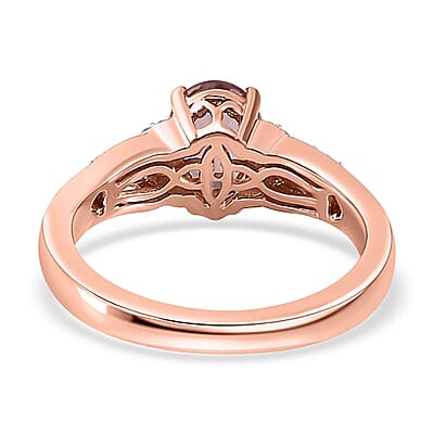 Luxoro 10K Rose Gold Premium Blush Apatite, Diamond (G-H, I2) Ring (Size 12.0) 1.35 ctw