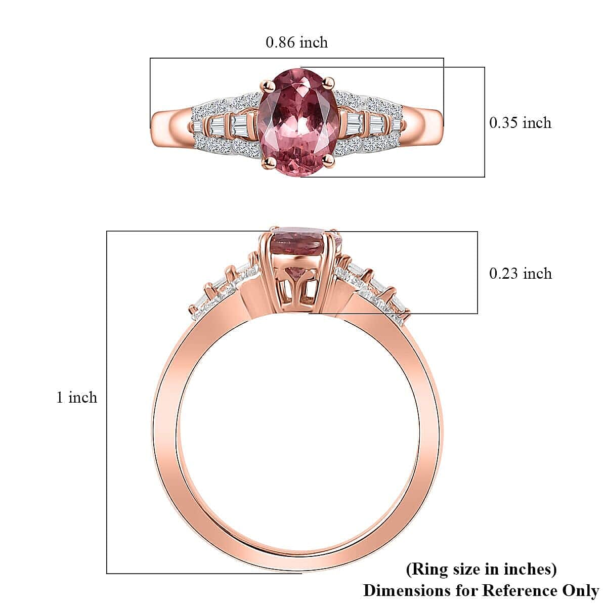 Luxoro 10K Rose Gold Premium Blush Apatite, Diamond (G-H, I2) Ring (Size 4.5) 1.35 ctw image number 5