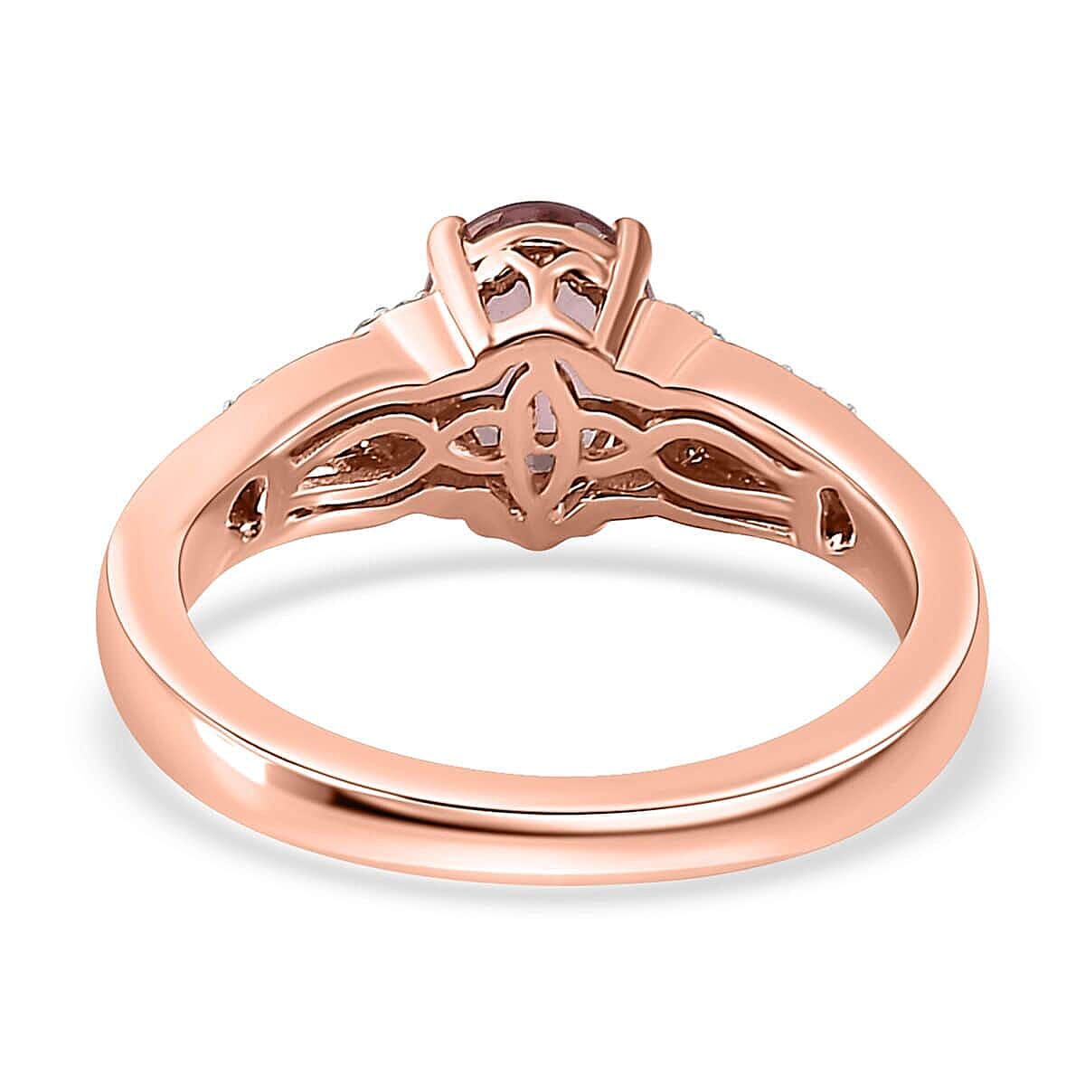 Luxoro 10K Rose Gold Premium Blush Apatite, Diamond (G-H, I2) Ring (Size 7.5) 1.35 ctw image number 4