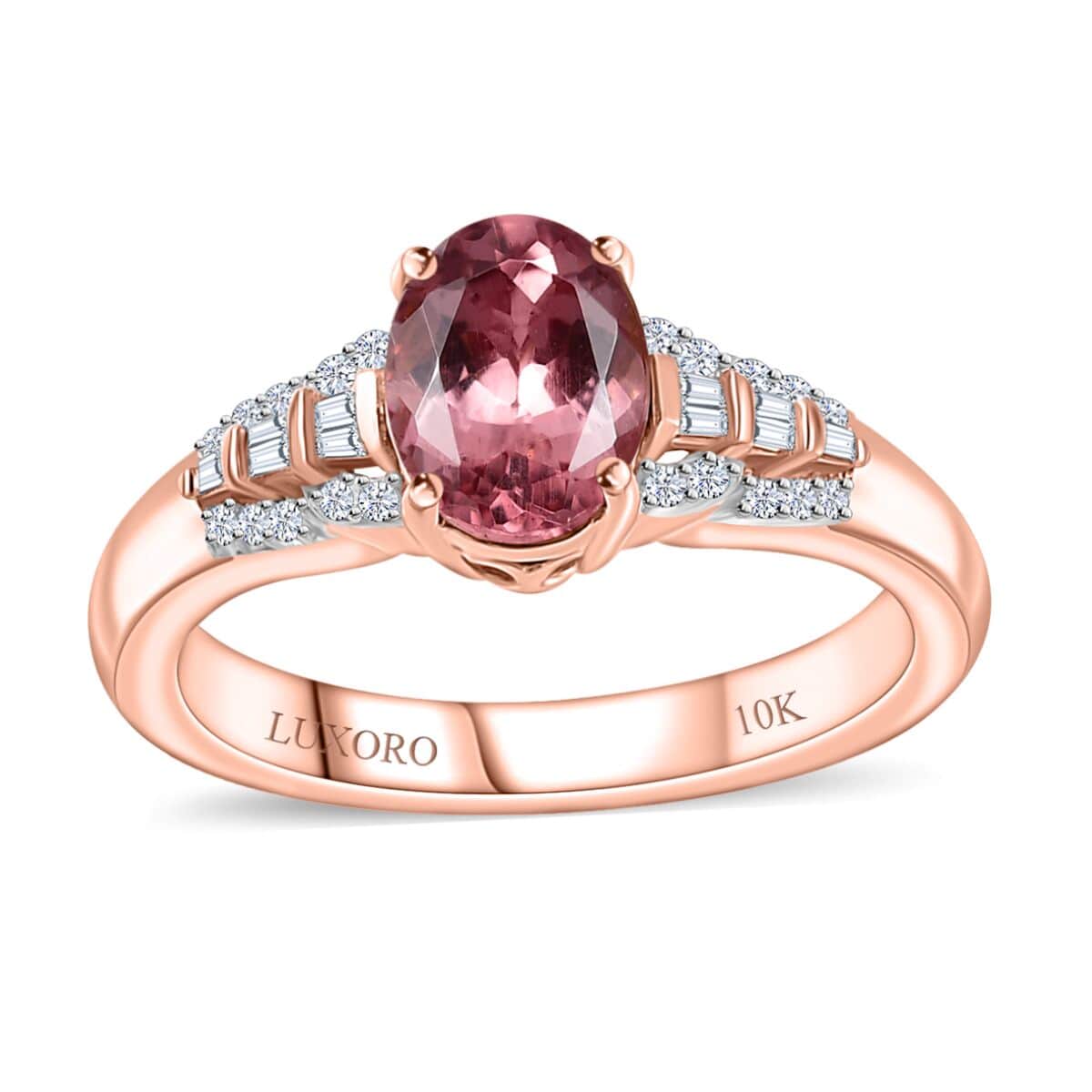 Luxoro 10K Rose Gold Premium Blush Apatite and G-H I2 Diamond Ring (Size 9.0) 1.35 ctw image number 0