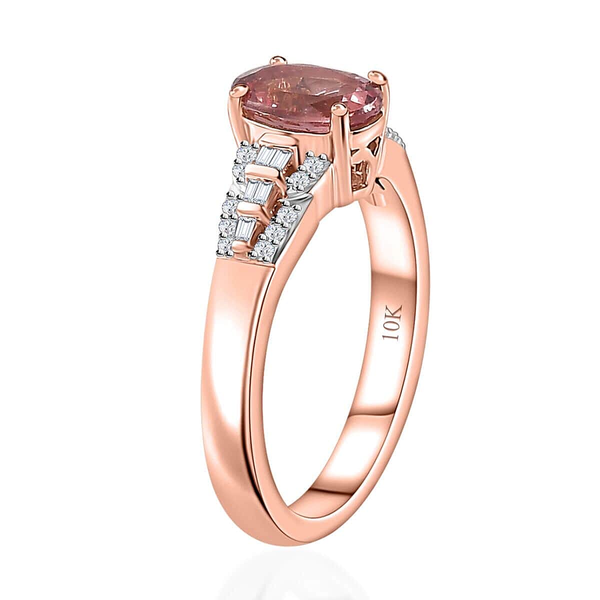 Luxoro 10K Rose Gold Premium Blush Apatite, Diamond (G-H, I2) Ring (Size 9.5) 1.35 ctw image number 3