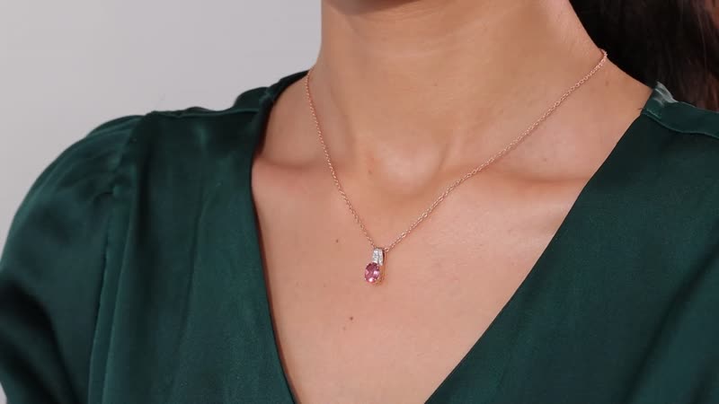 Luxoro 10K Rose Gold Premium Blush Apatite and G-H I2 Diamond Pendant 1.25 ctw