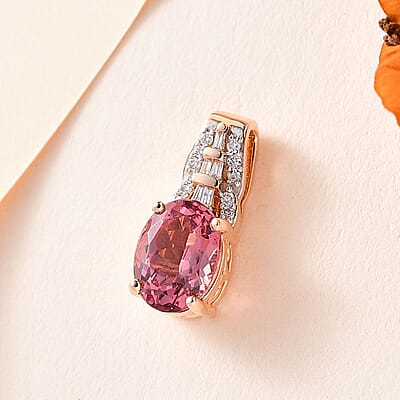 Luxoro 10K Rose Gold Premium Blush Apatite and G-H I2 Diamond Pendant 1.25 ctw