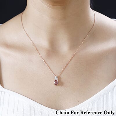 Luxoro 10K Rose Gold Premium Blush Apatite and G-H I2 Diamond Pendant 1.25 ctw
