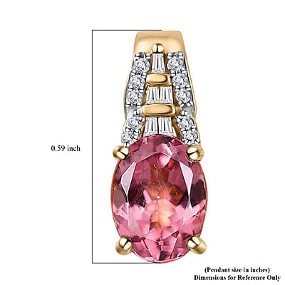 Luxoro 10K Rose Gold Premium Blush Apatite and G-H I2 Diamond Pendant 1.25 ctw