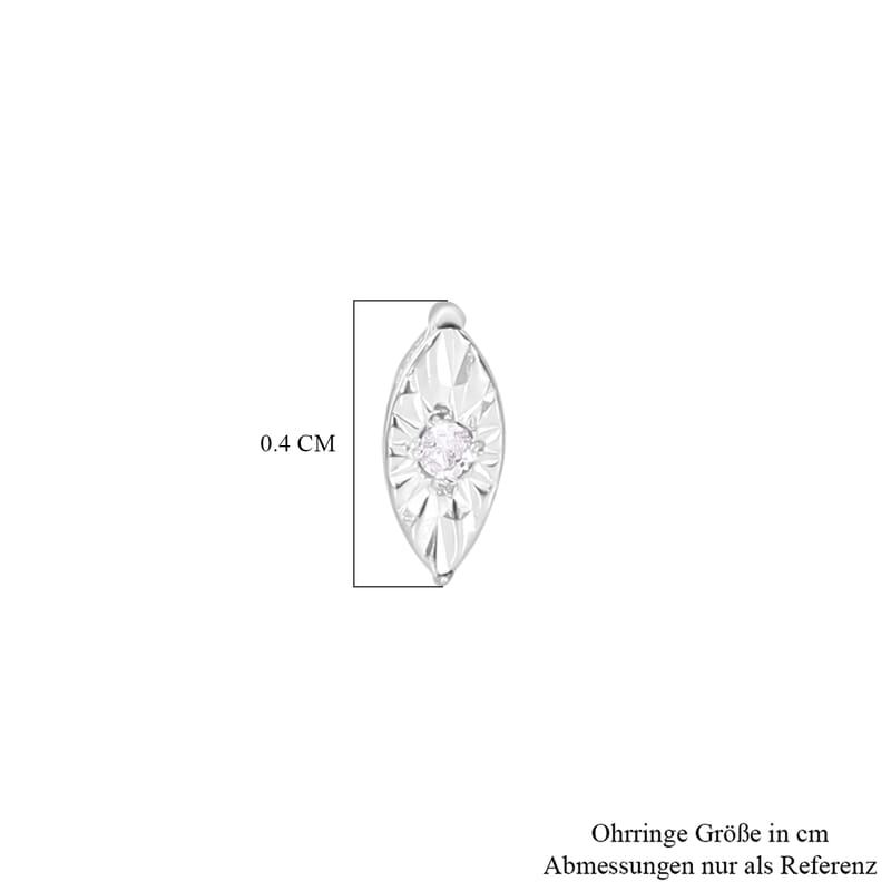 White Diamond Earring in Platinum Over Sterling Silver