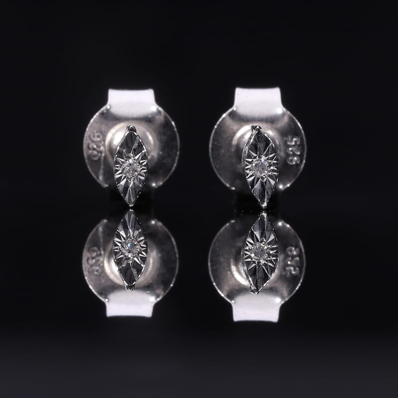 White Diamond Earring in Platinum Over Sterling Silver