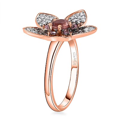 Blush Apatite and Multi Gemstone Floral Ring in Vermeil Rose Gold Over Sterling Silver (Size 10.0) 2.10 ctw