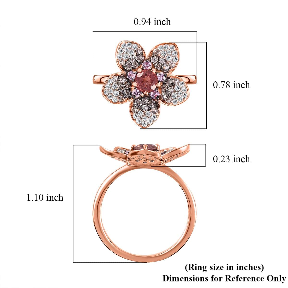 Blush Apatite and Multi Gemstone Floral Ring in Vermeil Rose Gold Over Sterling Silver (Size 5.0) 2.10 ctw image number 5