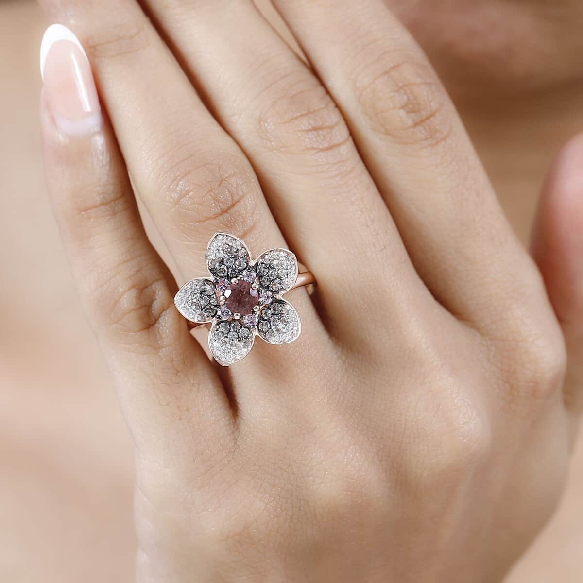 Blush Apatite and Multi Gemstone Floral Ring in Vermeil Rose Gold Over Sterling Silver (Size 6.0) 2.10 ctw image number 2