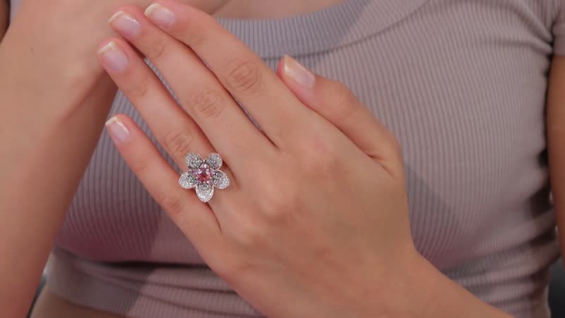 Blush Apatite, Multi Gemstone Cluster Ring in Vermeil RG Over Sterling Silver (Size 9.0) 2.10 ctw