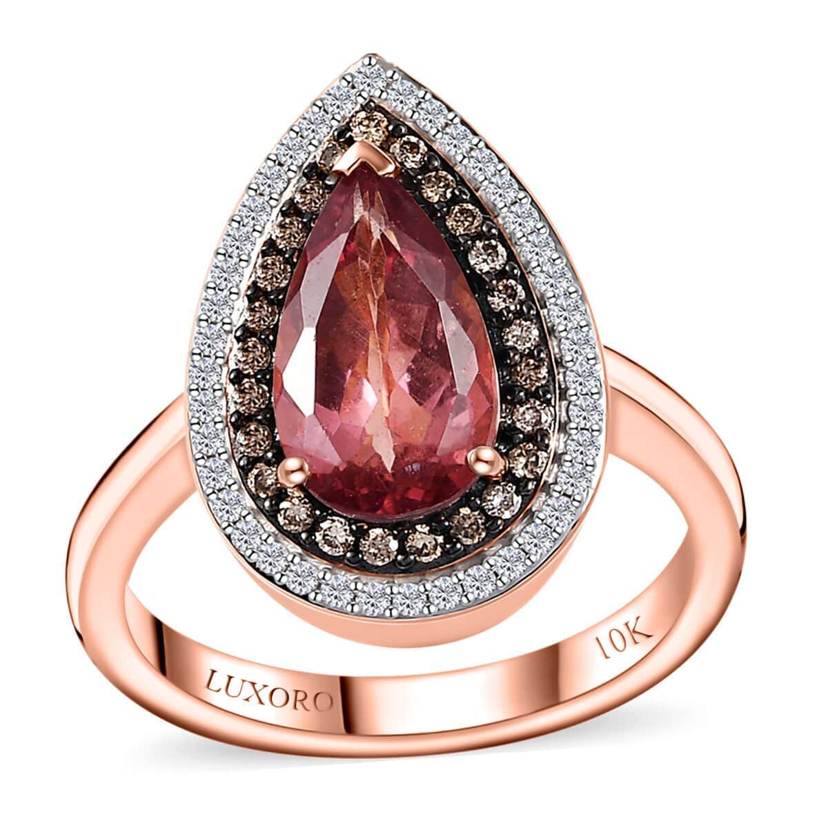 Luxoro 10K Rose Gold Premium Blush Apatite, Natural Champagne and White Diamond (I3) (0.35 cts) Ring (Size 10.0) (4.50 g) 2.40 ctw image number 0