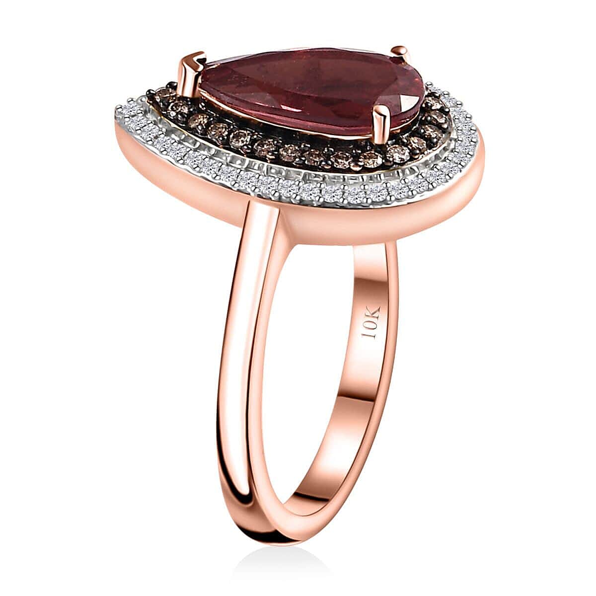 Luxoro 10K Rose Gold Premium Blush Apatite, Natural Champagne and White Diamond (I3) (0.35 cts) Ring (Size 10.0) (4.50 g) 2.40 ctw