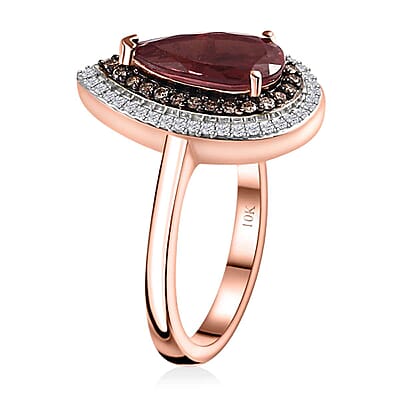 Luxoro 10K Rose Gold Premium Blush Apatite, Natural Champagne and White Diamond (I3) (0.35 cts) Ring (Size 10.0) (4.50 g) 2.40 ctw