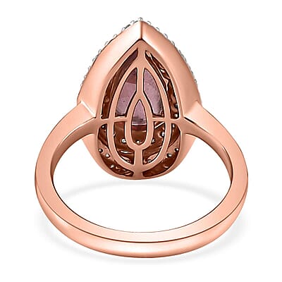 Luxoro 10K Rose Gold Premium Blush Apatite, Natural Champagne and White Diamond (I3) (0.35 cts) Ring (Size 10.0) (4.50 g) 2.40 ctw