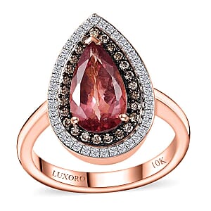 Luxoro 10K Rose Gold Premium Blush Apatite, Natural Champagne and White Diamond (I3) (0.35 cts) Ring (Size 6.5) (4.50 g) 2.40 ctw