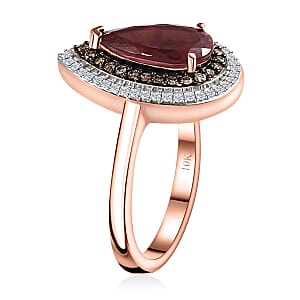 Luxoro 10K Rose Gold Premium Blush Apatite, Natural Champagne and White Diamond (I3) (0.35 cts) Ring (Size 9.5) (4.50 g) 2.40 ctw