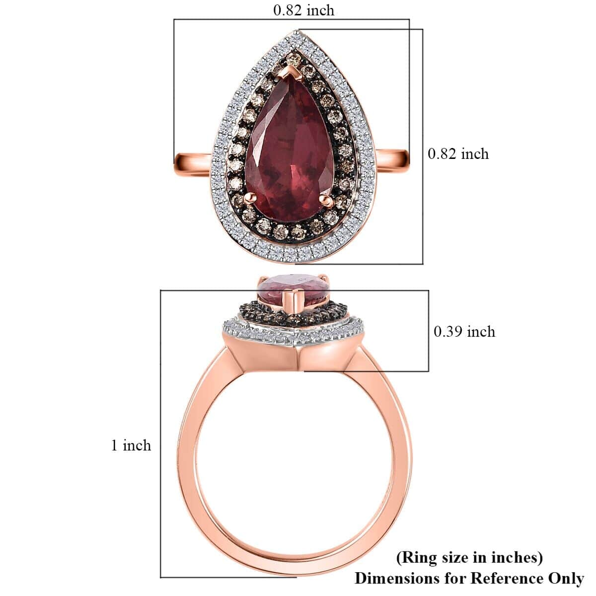 Luxoro 10K Rose Gold Premium Blush Apatite, Natural Champagne and White Diamond (I3) (0.35 cts) Ring (Size 9.5) (4.50 g) 2.40 ctw image number 5