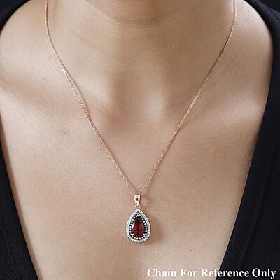 Luxoro 10K Rose Gold Premium Blush Apatite, I3 Natural Champagne and White Diamond Double Halo Pendant without Chain 2.80 ctw