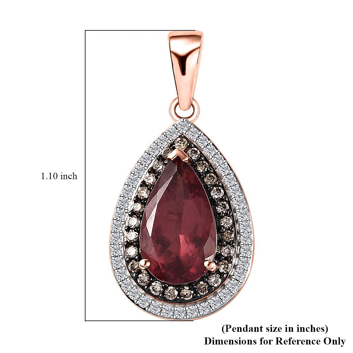 Luxoro 10K Rose Gold Premium Blush Apatite, I3 Natural Champagne and White Diamond Double Halo Pendant without Chain 2.80 ctw