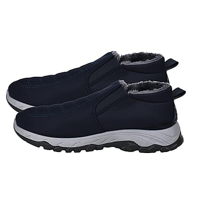 Navy Nylon Sport Shoes with Gray Fur Lining – Size 8-8.5