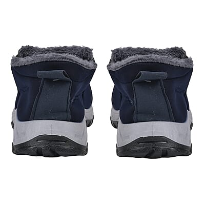 Navy Nylon Sport Shoes with Gray Fur Lining – Size 8-8.5