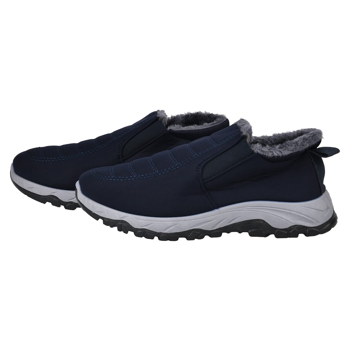 Navy Nylon Sport Shoes with Gray Fur Lining – Size 9-9.5 image number 1