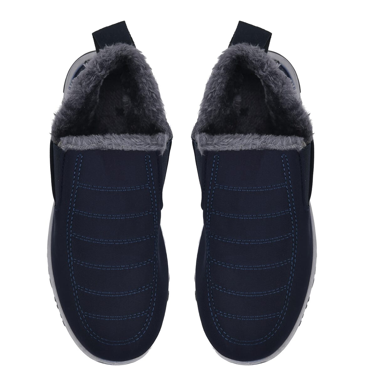 Navy Nylon Sport Shoes with Gray Fur Lining – Size 9-9.5 image number 3