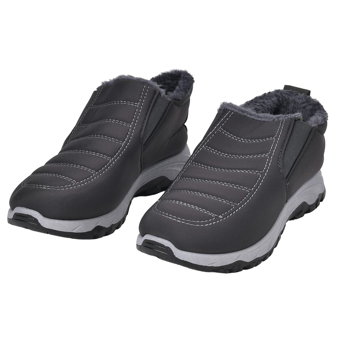 Gray Nylon Sport Shoes with Gray Fur Lining – Size 7-7.5 image number 0